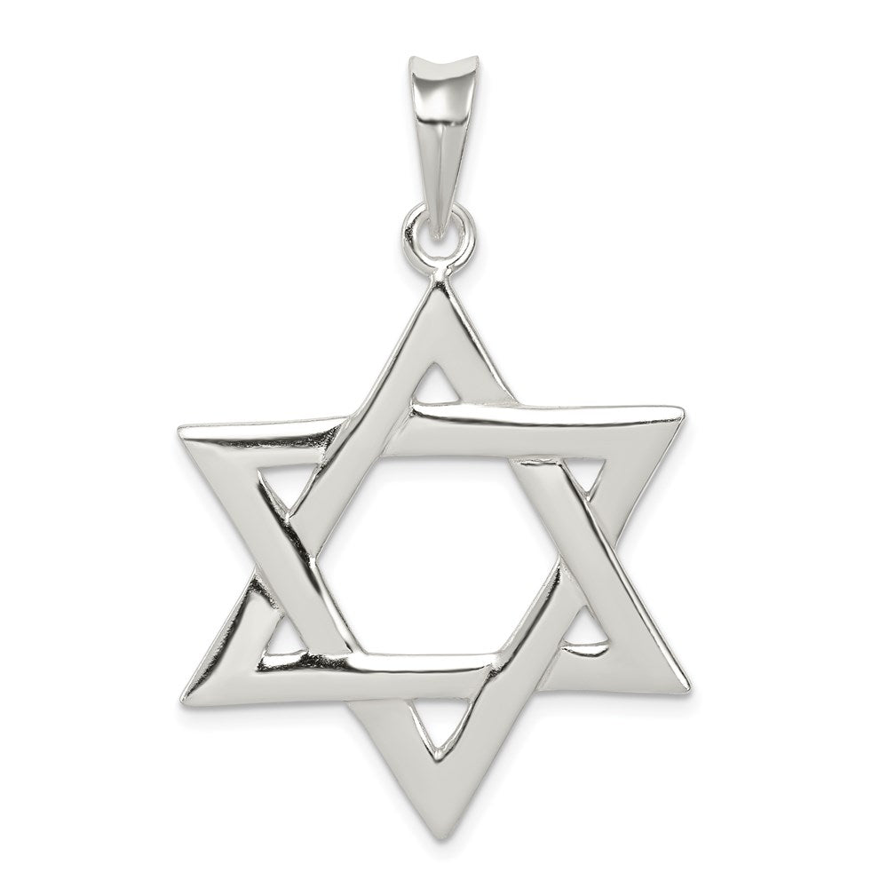 Extel Large Sterling Silver Polished Star of David Pendant Charm