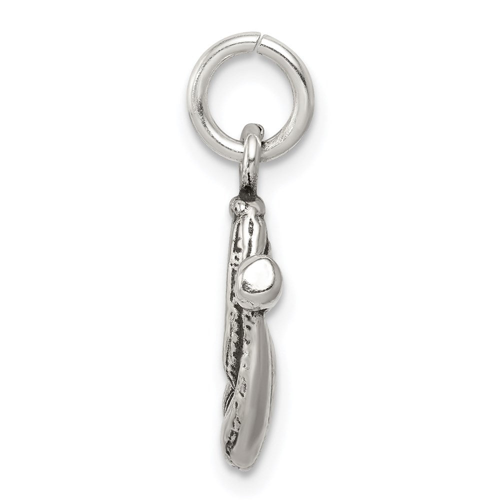 Extel Medium Sterling Silver Antiqued Baseball Glove/Bat Charm