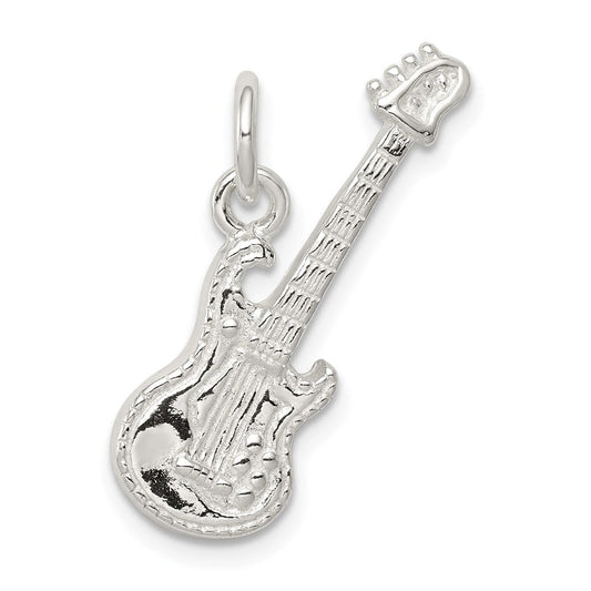 Extel Medium Sterling Silver Electric Guitar Charm, Made in USA