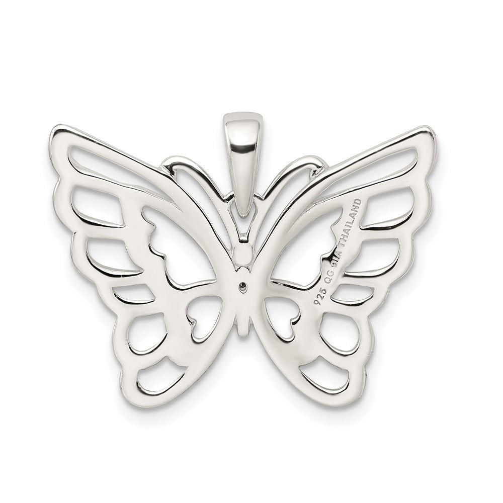 Extel Medium Sterling Silver Diamond-cut Butterfly Pendant