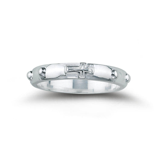 Sterling Silver Rosary Ring Front