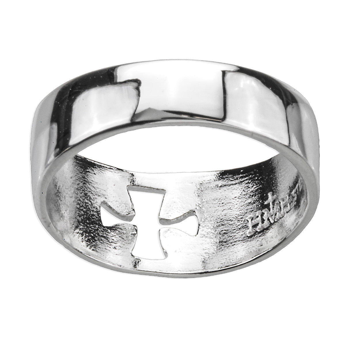 Sterling Silver Pierced Cross "Faith" Ring