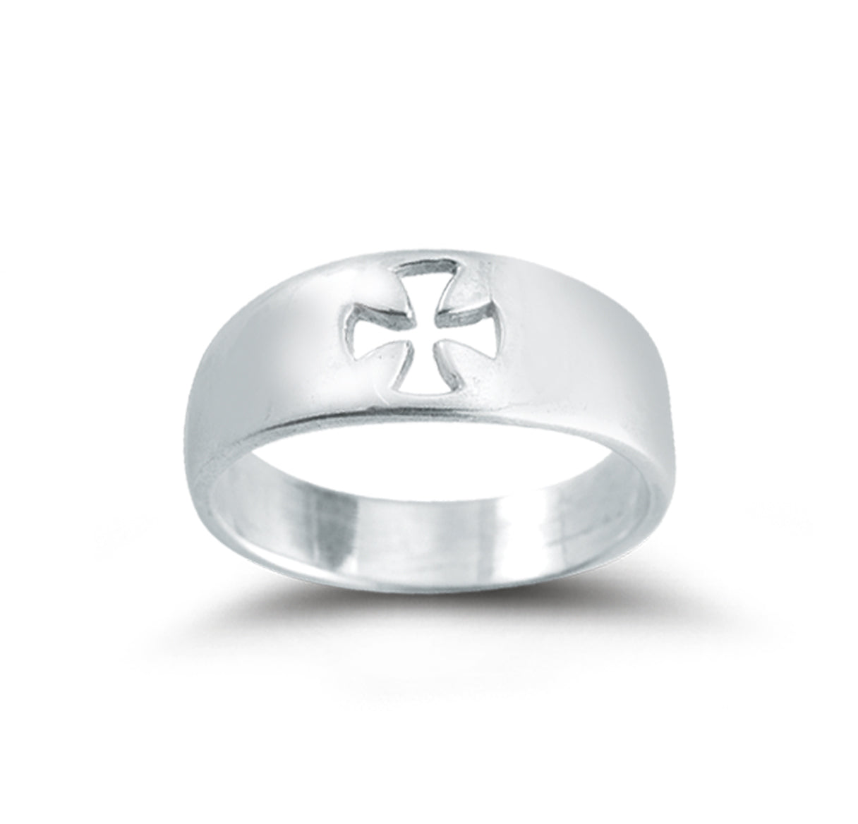 Sterling Silver Pierced Cross "Faith" Ring Front