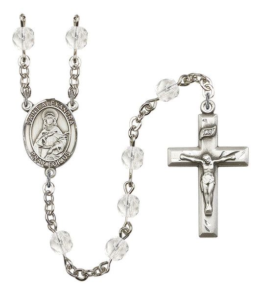 Extel St. Alexandra Catholic Rosary Beads, April Birthstone Crystal