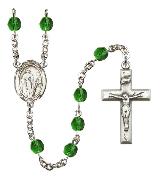 Extel St. Susanna Catholic Rosary Beads, May Birthstone Emerald