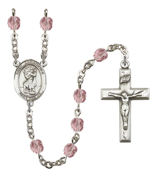 Extel St. Christopher Catholic Rosary Beads, June Birthstone Light Amethyst