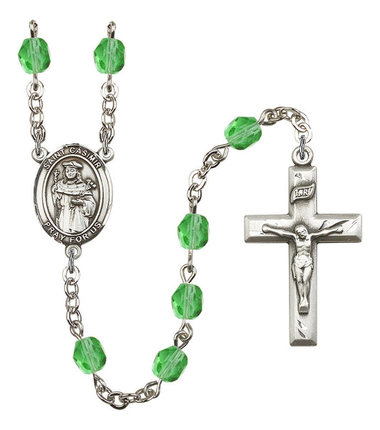 Extel St. Casimir of Poland Catholic Rosary Beads, August Birthstone Peridot