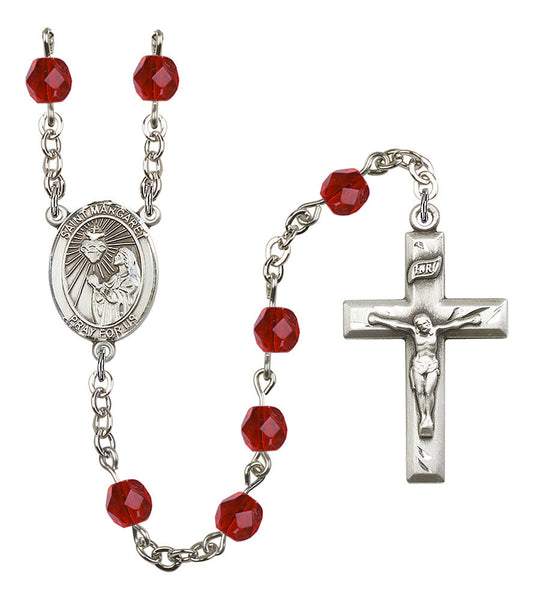 Extel St. Margaret Mary Alacoque Catholic Rosary Beads, July Birthstone Ruby