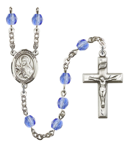 Extel St. Theresa Catholic Rosary Beads, September Birthstone Sapphire