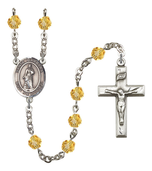 Extel Santa Barbara Catholic Rosary Beads, November Birthstone Topaz