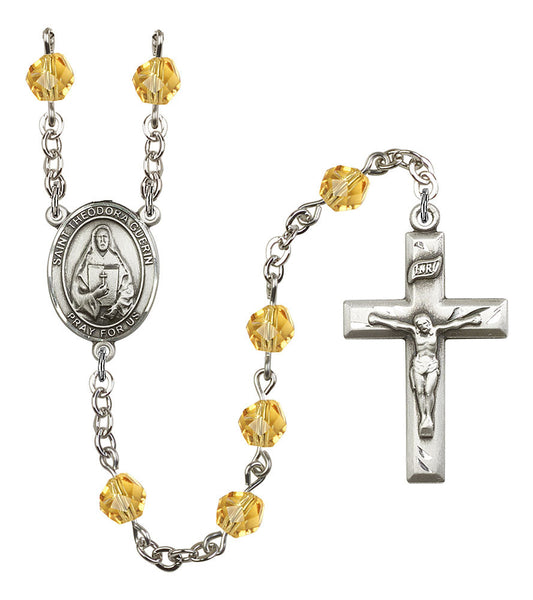 Extel St. Theodora Catholic Rosary Beads, November Birthstone Topaz