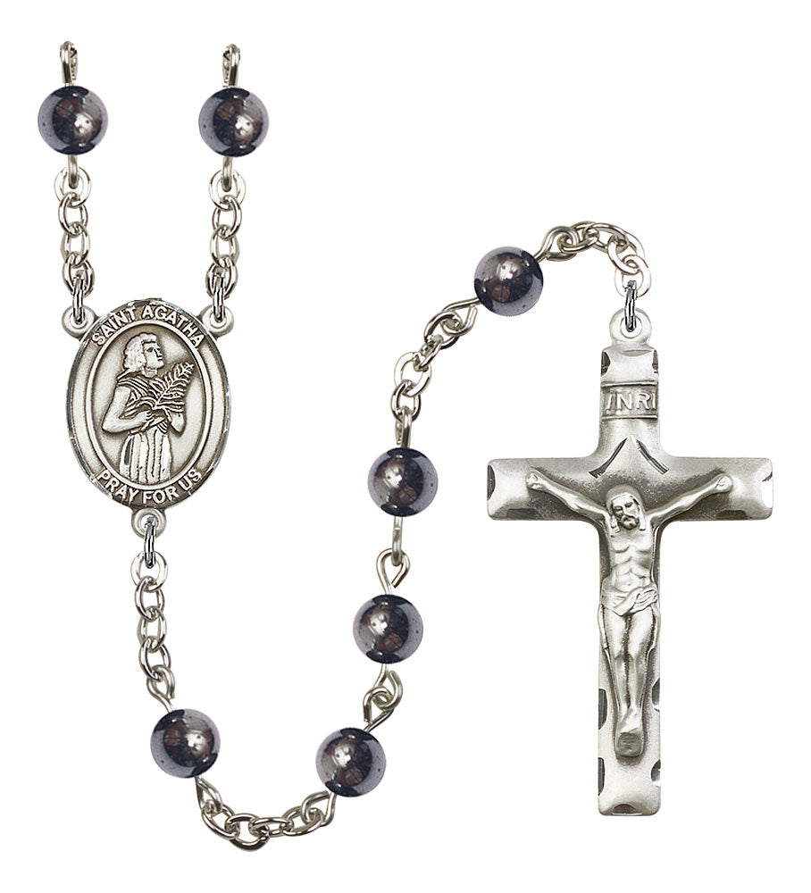 Extel Saint Agatha Catholic Rosary Beads for Men, Made in USA