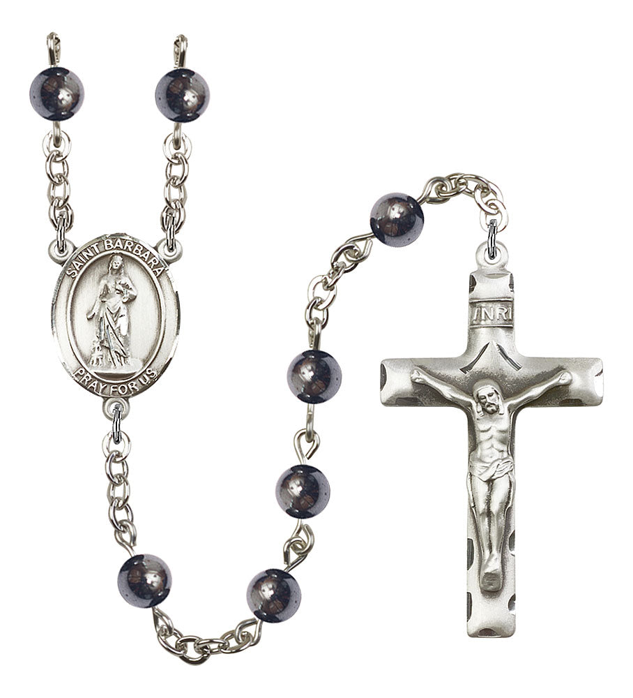 Extel Saint Barbara Catholic Rosary Beads for Men, Made in USA