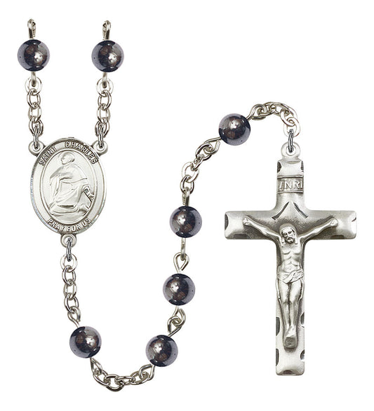 Extel Saint Charles Borromeo Catholic Rosary Beads for Men, Made in USA