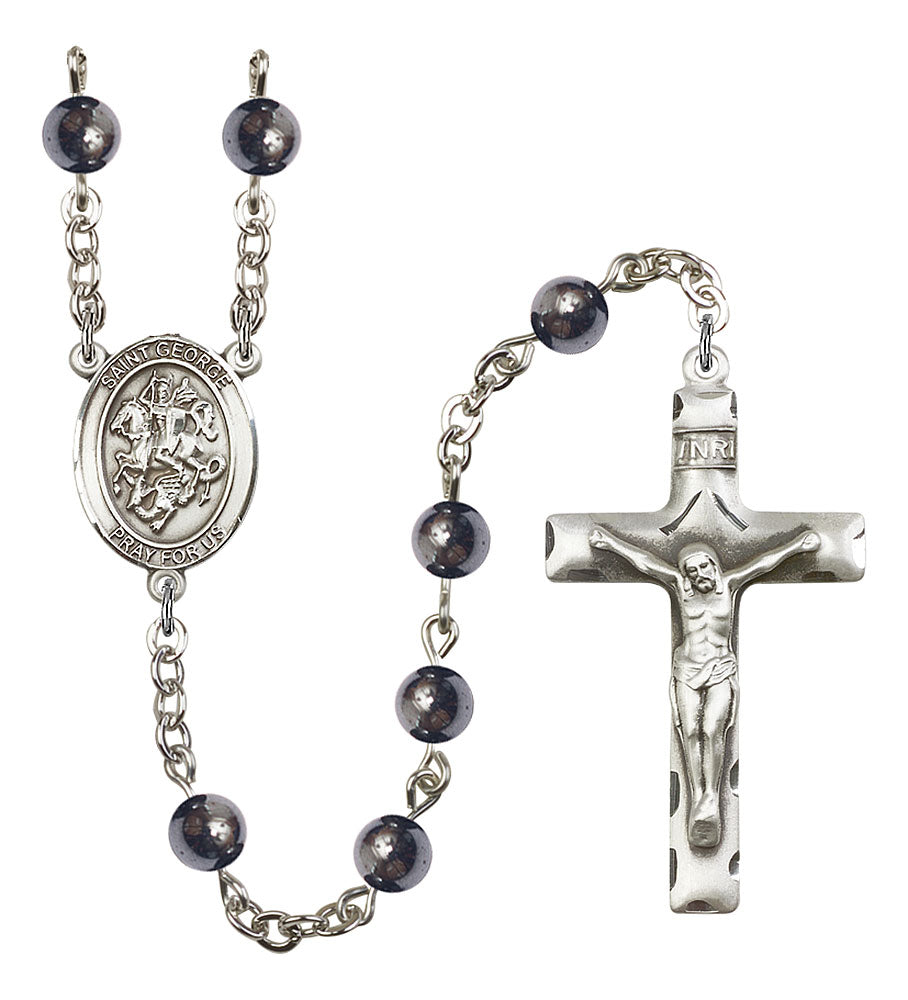 Extel Saint George Catholic Rosary Beads for Men, Made in USA