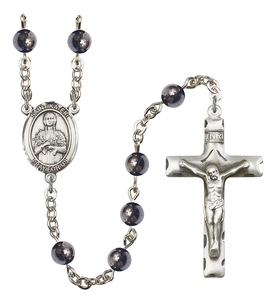 Extel Saint Kateri Tekakwitha Catholic Rosary Beads for Men, Made in USA
