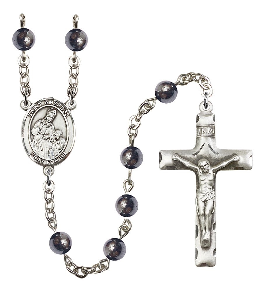 Extel Saint Ambrose Catholic Rosary Beads for Men, Made in USA