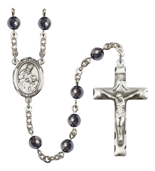 Extel Saint Ambrose Catholic Rosary Beads for Men, Made in USA