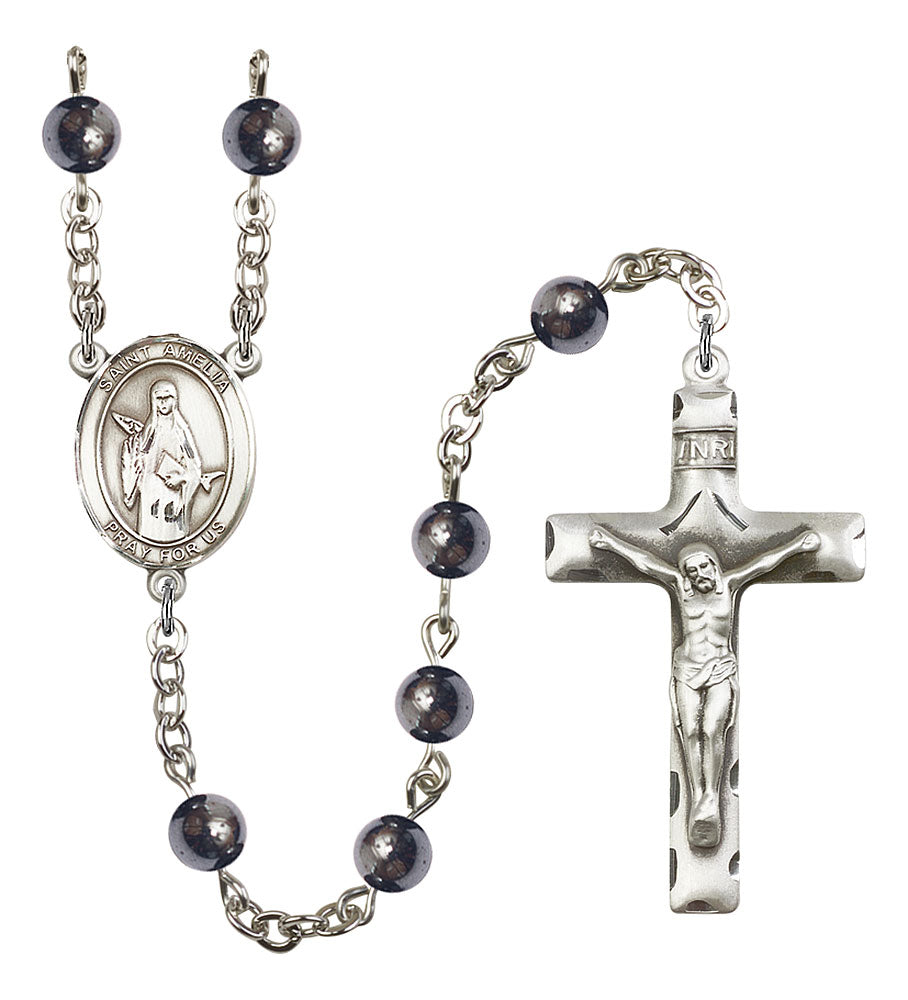 Extel Saint Amelia Catholic Rosary Beads for Men, Made in USA