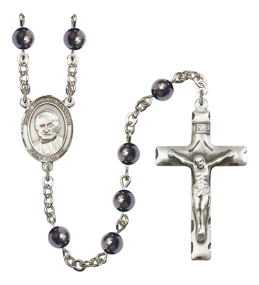 Extel Saint Arnold Janssen Catholic Rosary Beads for Men, Made in USA