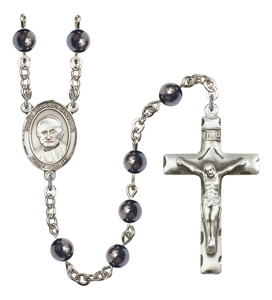 Extel Saint Arnold Janssen Catholic Rosary Beads for Men, Made in USA