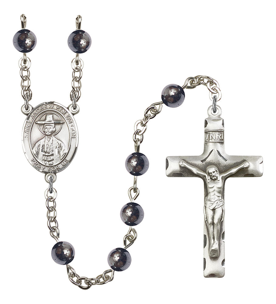 Extel Saint Andrew Kim Taegon Catholic Rosary Beads for Men, Made in USA