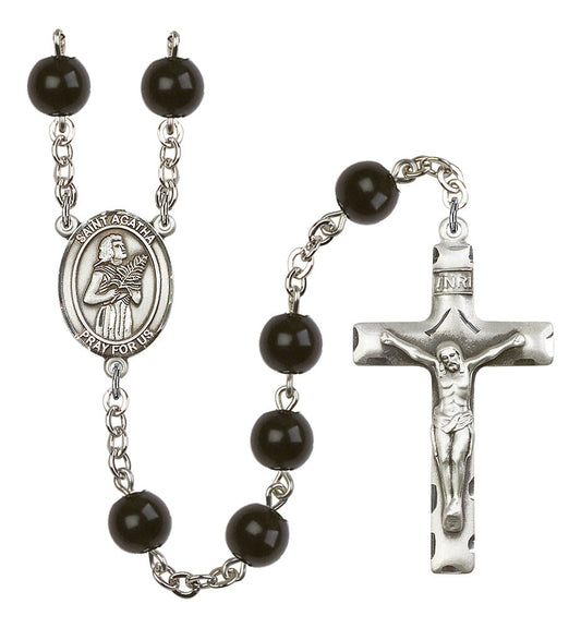 Extel Saint Agatha Catholic Rosary Beads for Men, Made in USA