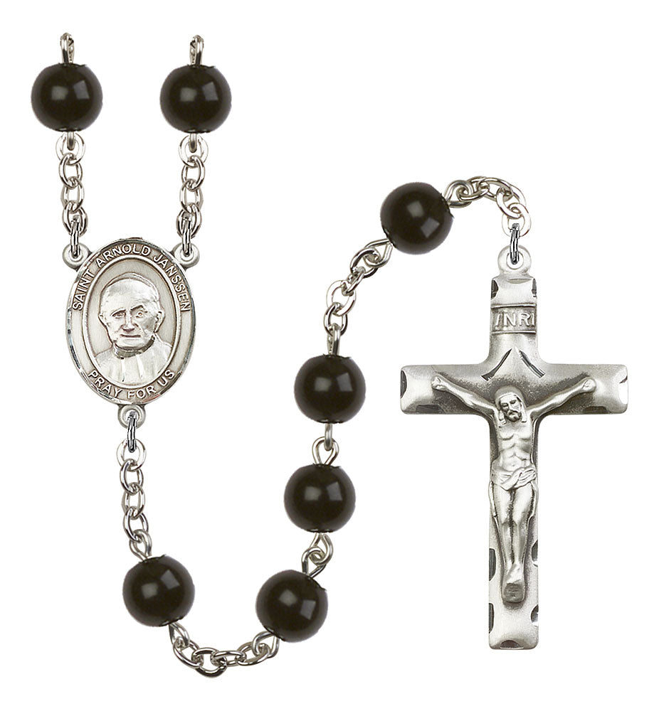 Extel Saint Arnold Janssen Catholic Rosary Beads for Men, Made in USA