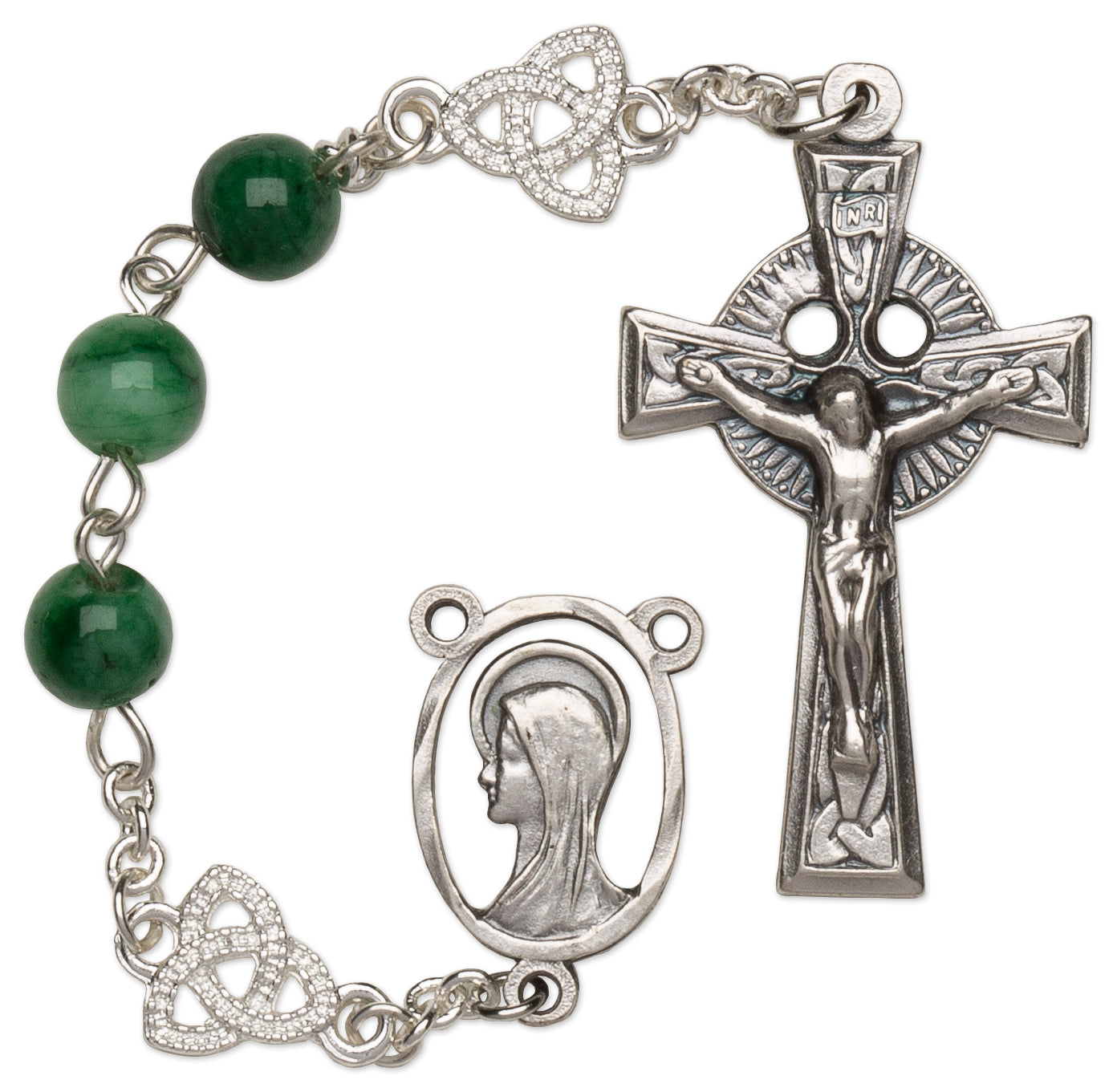 Women's Trinity Large Jade Catholic Rosary Beads, Jade beads