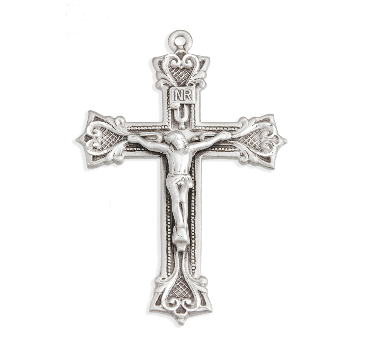 Gothic Scroll Style Sterling Silver Crucifix Necklace