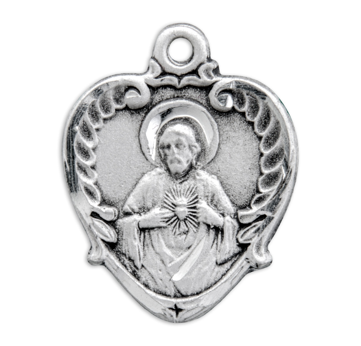 Sterling Silver Scapular Sacred Heart of Jesus Medal Pendant Necklace