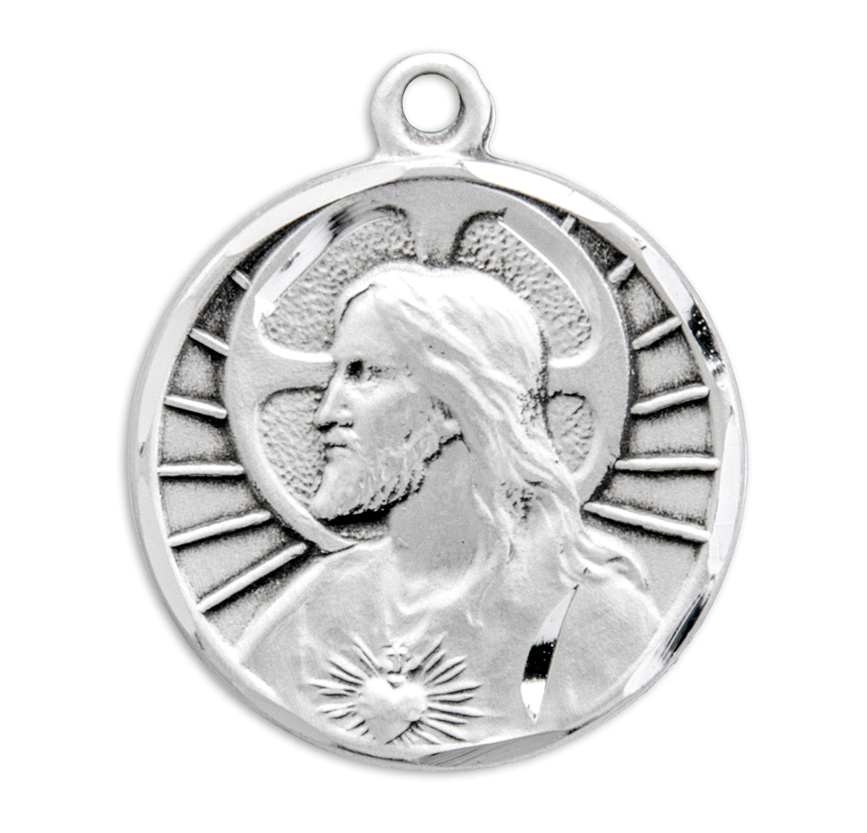 Sacred Heart of Jesus Sterling Silver Scapular Medal Pendant Necklace