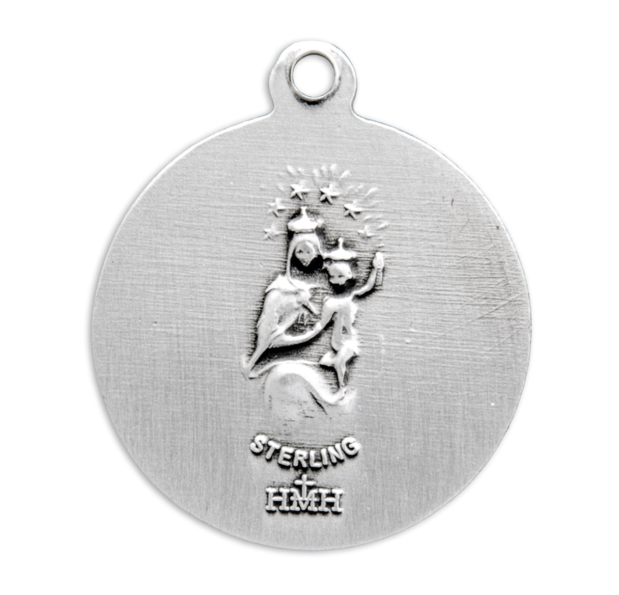 Sacred Heart of Jesus Sterling Silver Scapular Medal Pendant Necklace