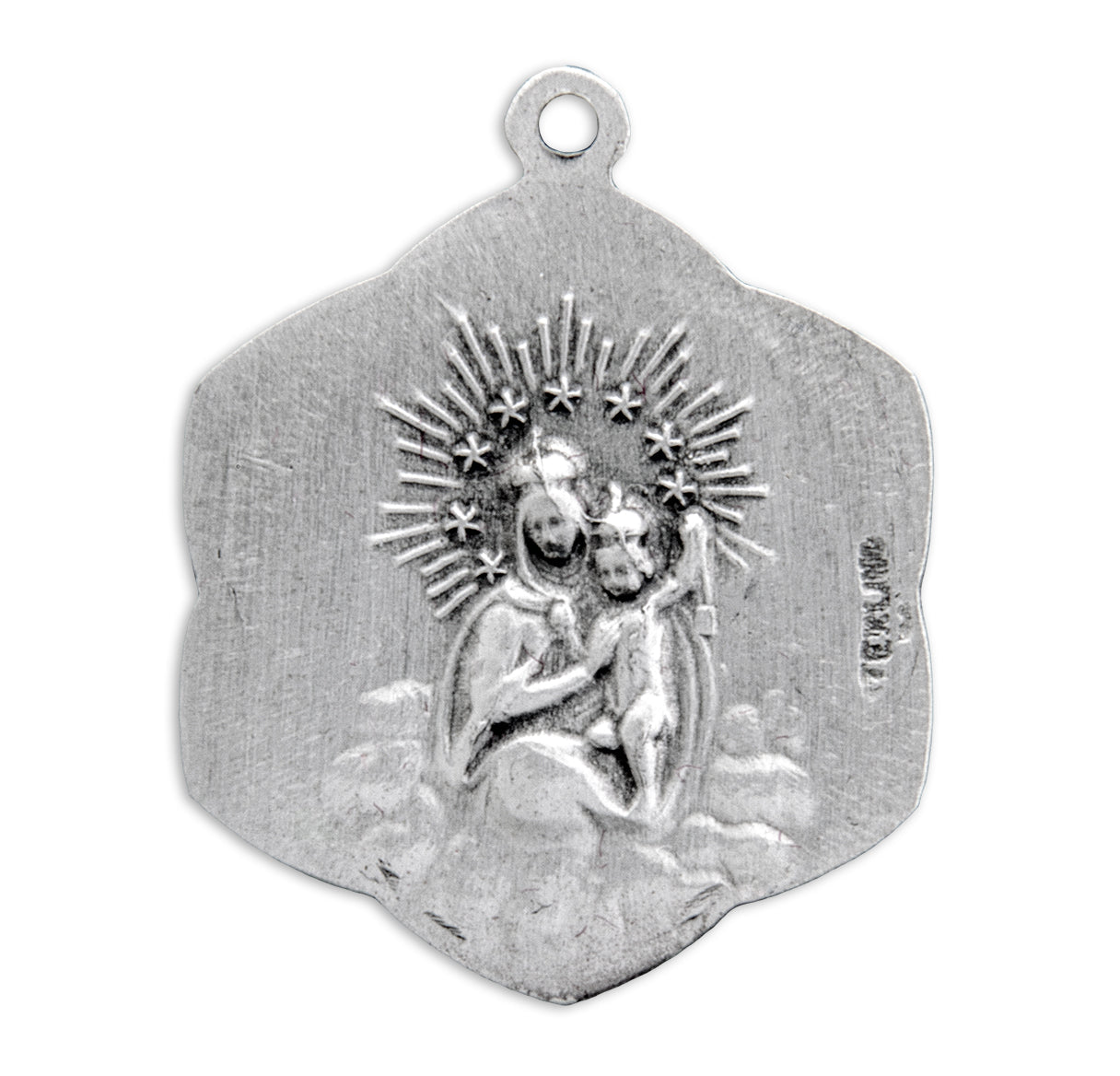 Sacred Heart of Jesus Sterling Silver Scapular Medal Pendant Necklace