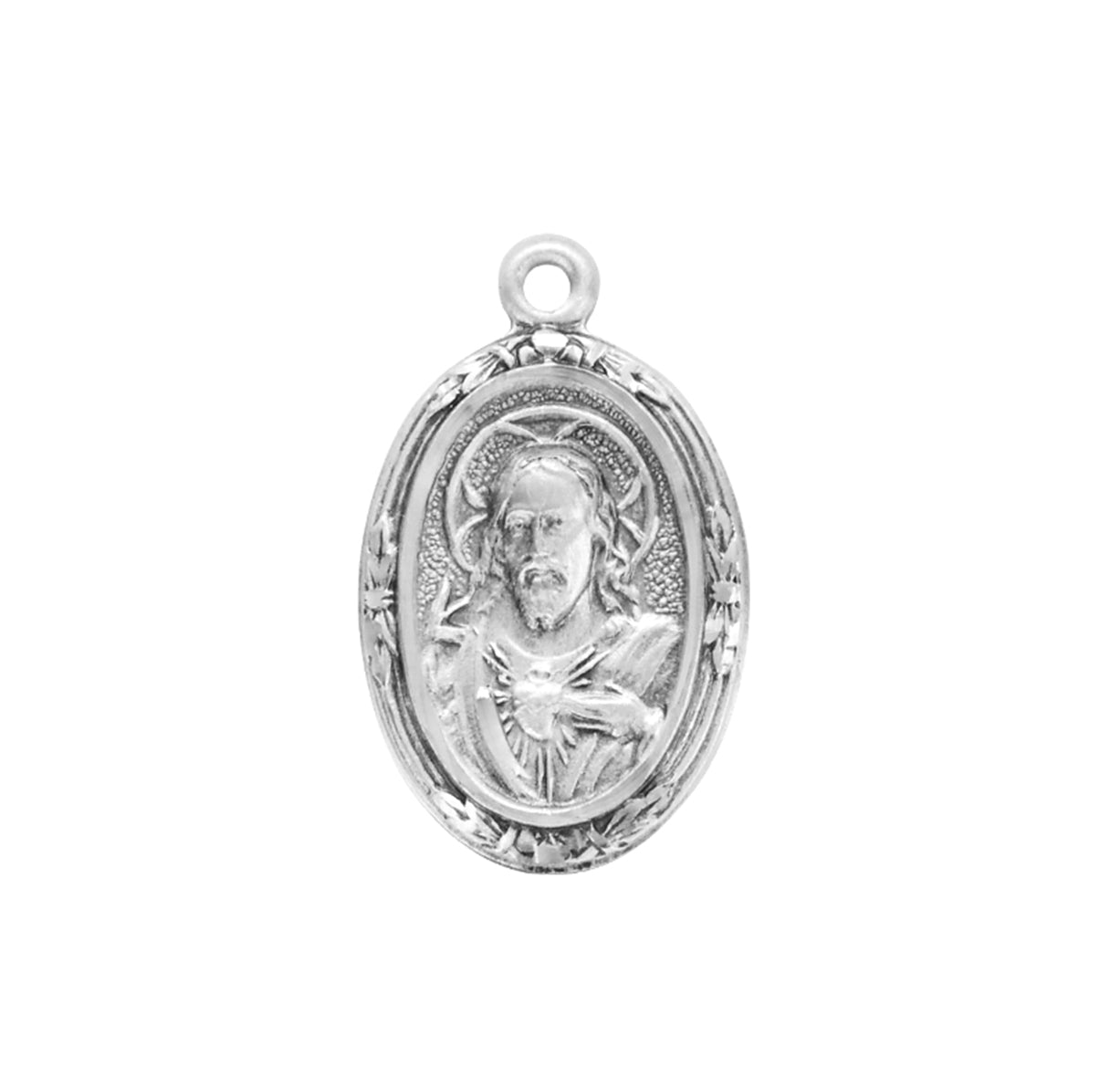 Sacred Heart of Jesus Sterling Silver Scapular Medal Pendant Necklace