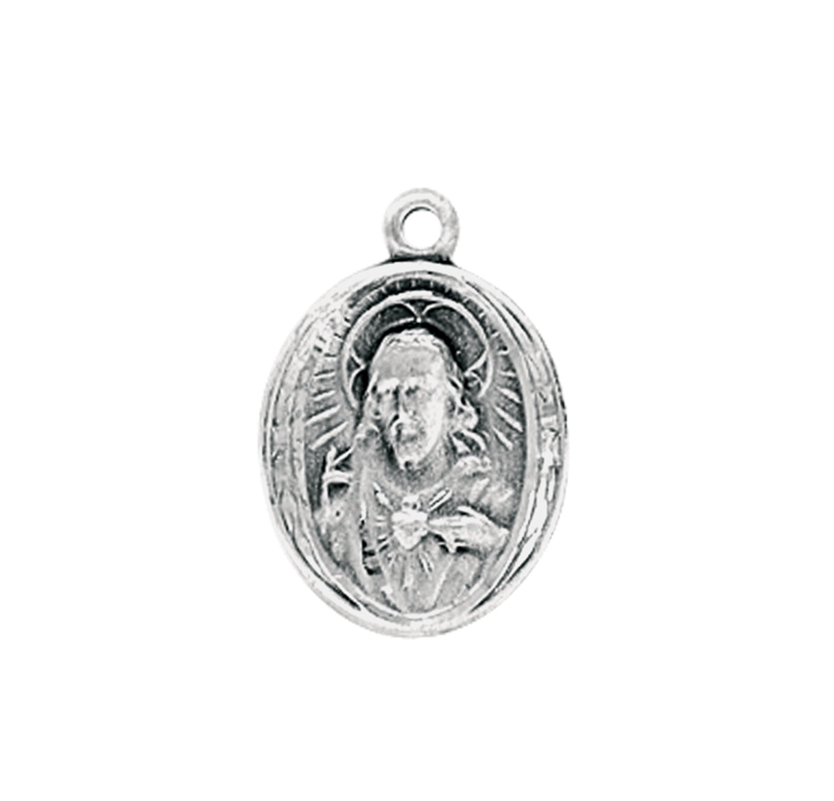 Sacred Heart of Jesus Sterling Silver Scapular Medal Pendant Necklace