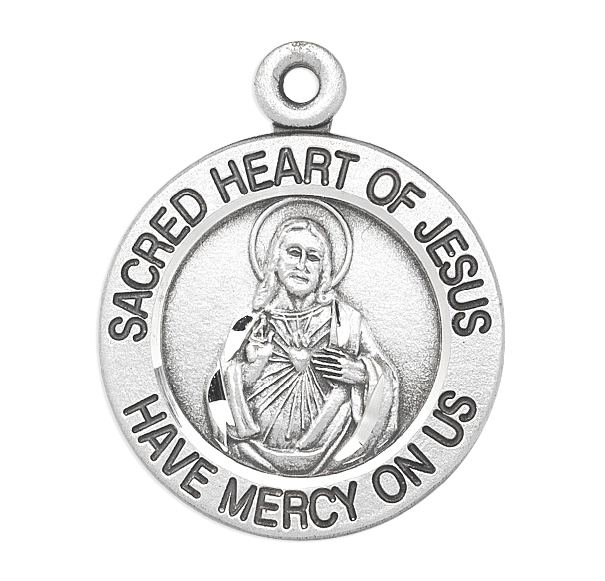 Sterling Silver Scapular Sacred Heart of Jesus Medal Pendant Necklace