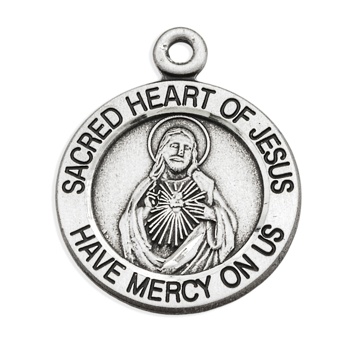 Sterling Silver Scapular Sacred Heart of Jesus Medal Pendant Necklace