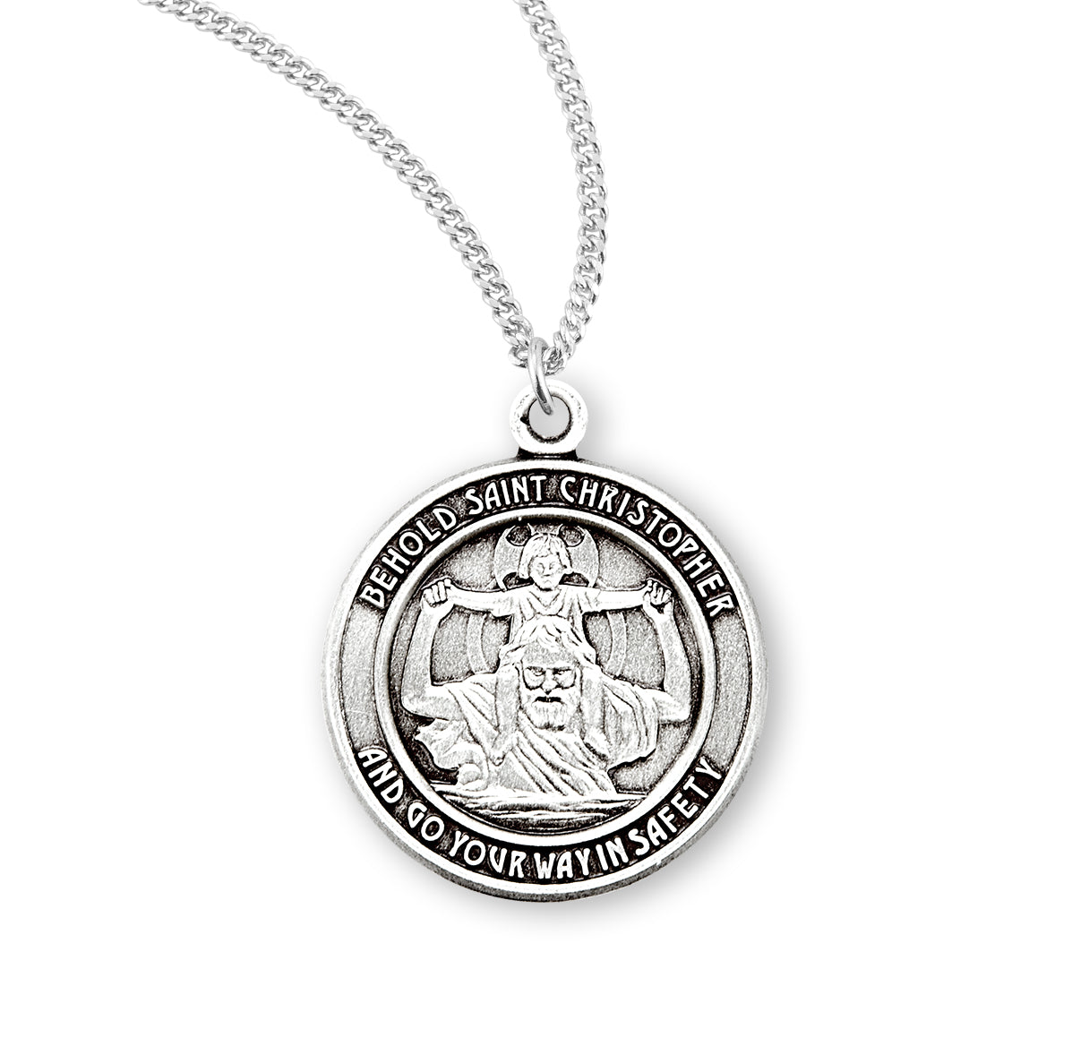 St. Christopher Sterling Silver Medal Necklace