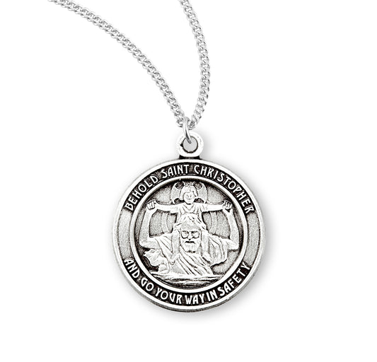 St. Christopher Sterling Silver Medal Necklace