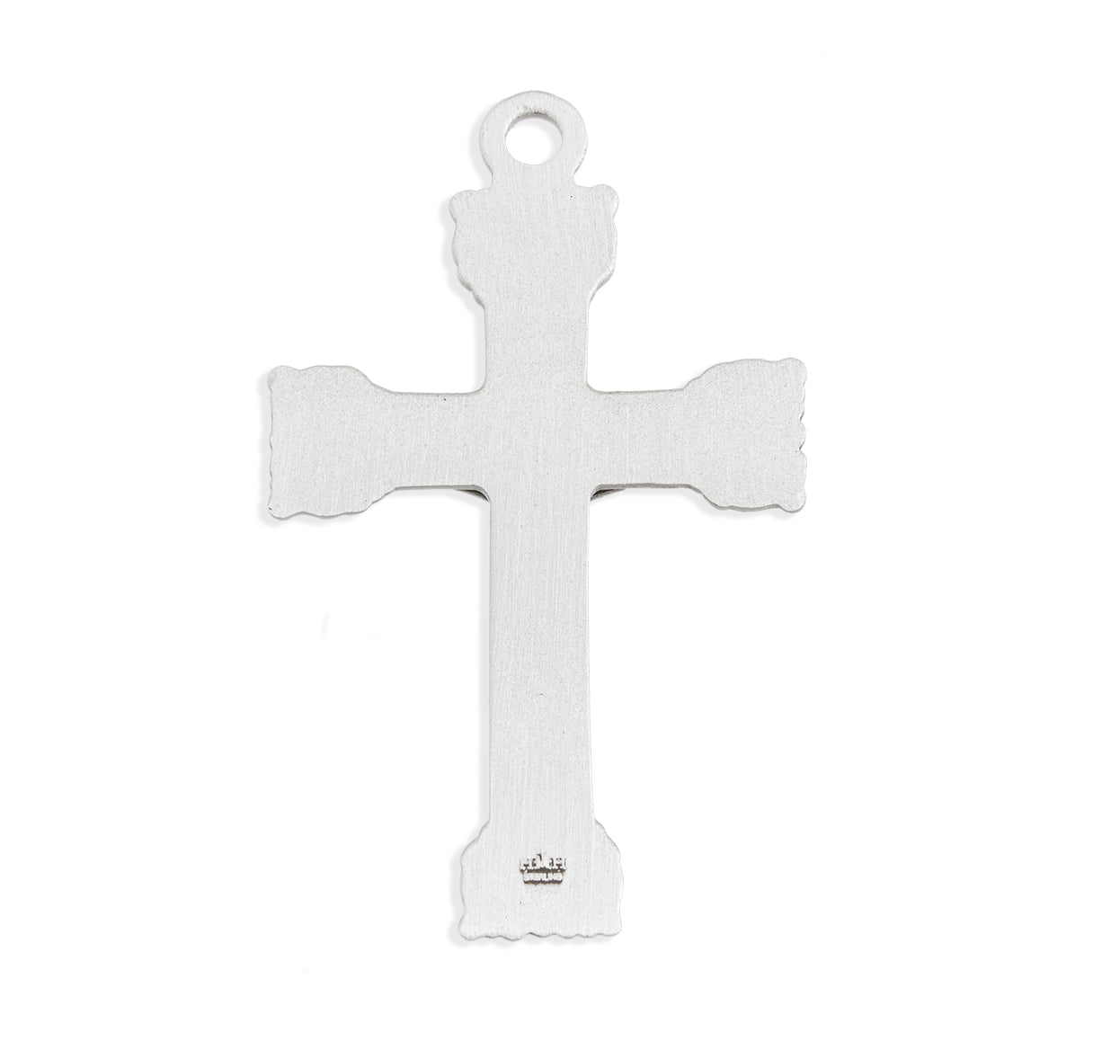 Extended Leaf Etched Sterling Silver Crucifix