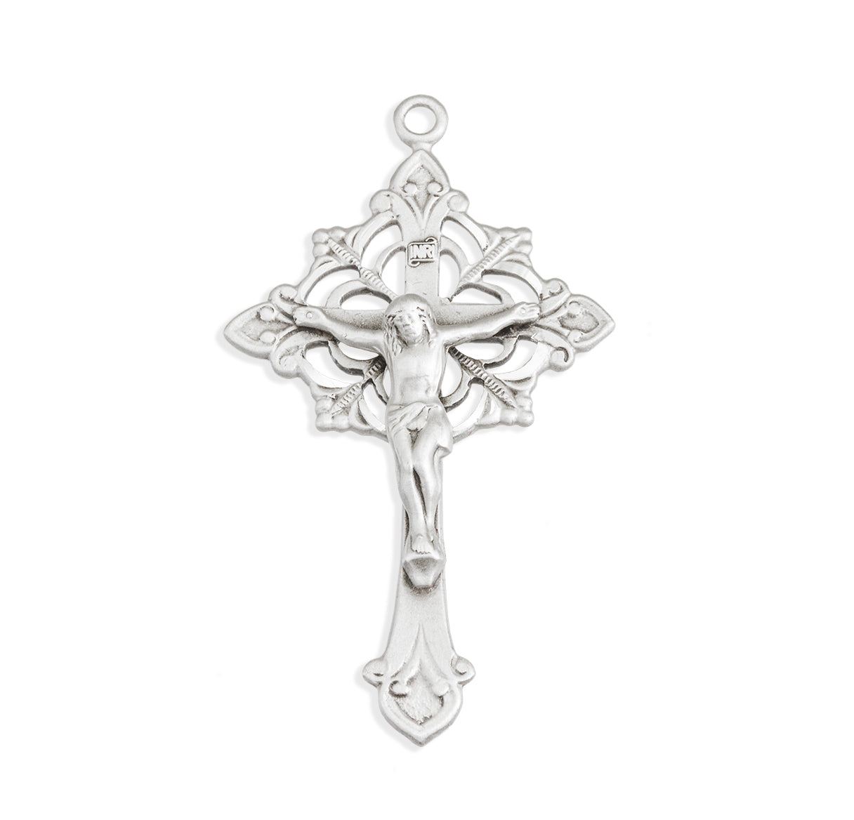 Sterling Silver Floral Filigree Crucifix With Chain Gift Box