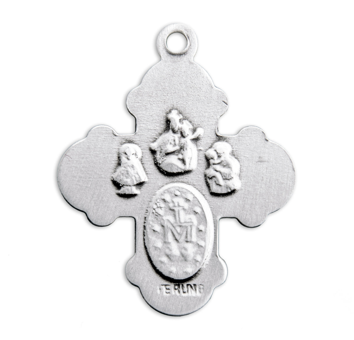 Extel Silver Catholic 4-Way Medal Cross Cruciform Necklace