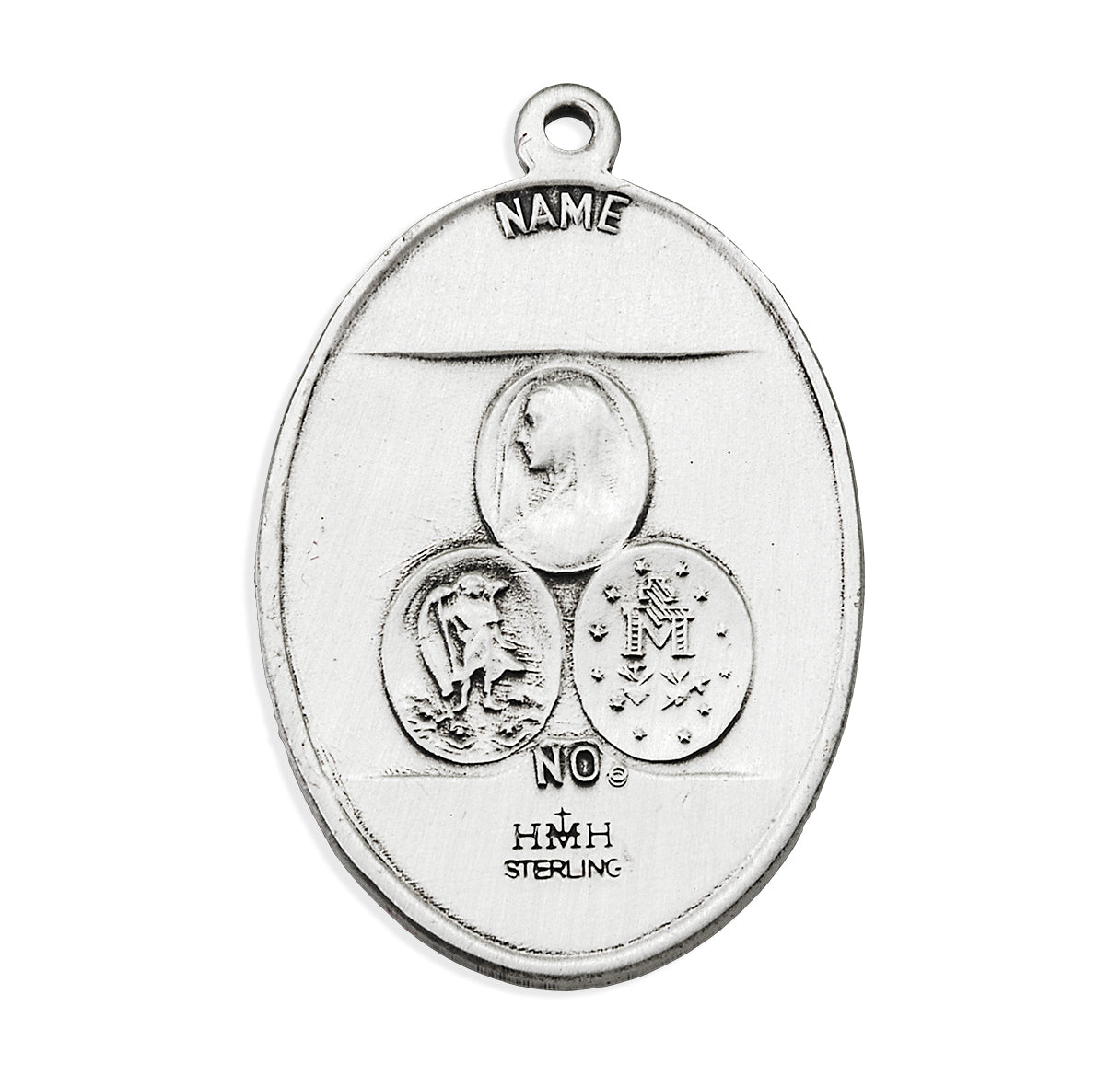 Extel Large Sterling Silver Oval Military Medal Pendant Necklace