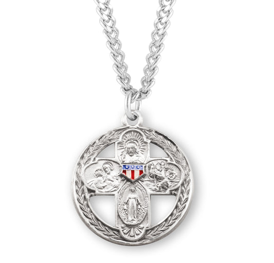 Extel Large Sterling Silver Enameled Military 4-Way