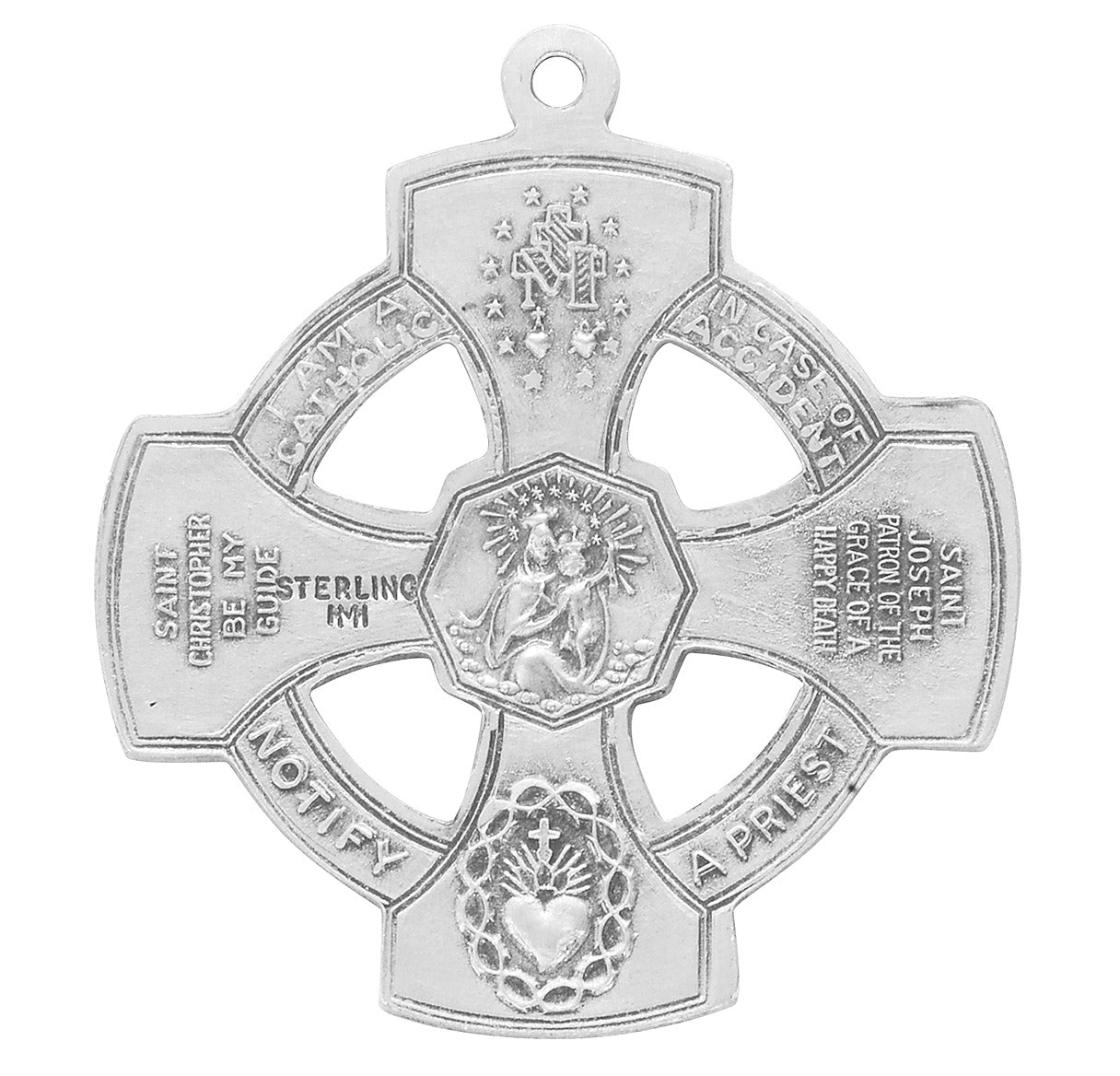 Extel Silver Catholic 5-Way Medal Cross Cruciform Necklace