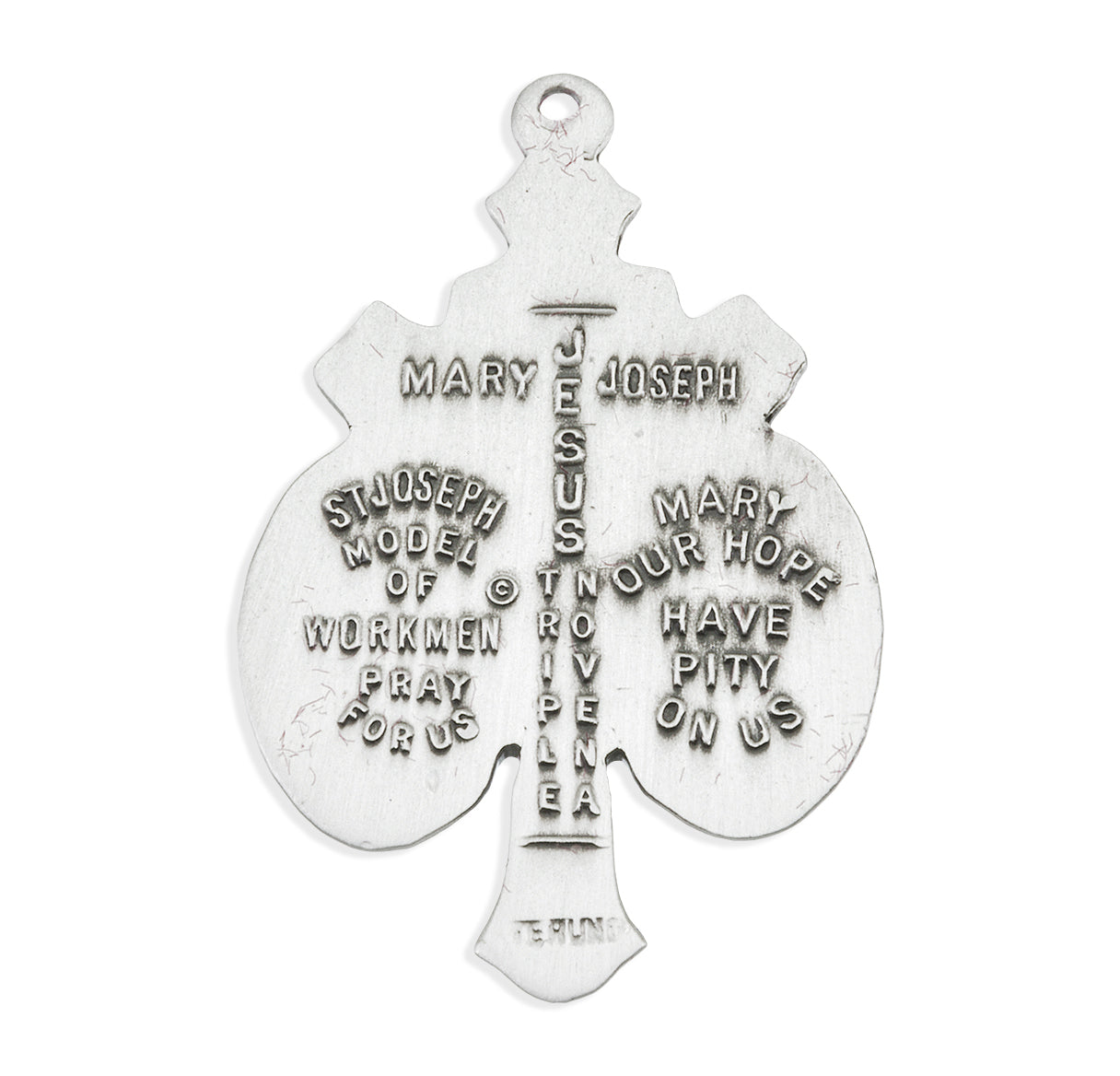 Sterling Silver Jesus-Mary-Joseph Medal Pendant Necklace