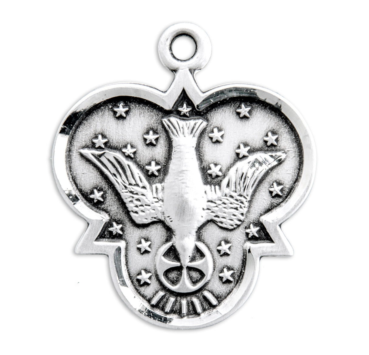 Holy Spirit Sterling Silver Trinity Symbol Medal Pendant Necklace