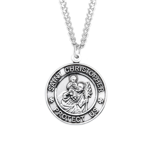 St. Christopher Sterling Silver Medal Necklace