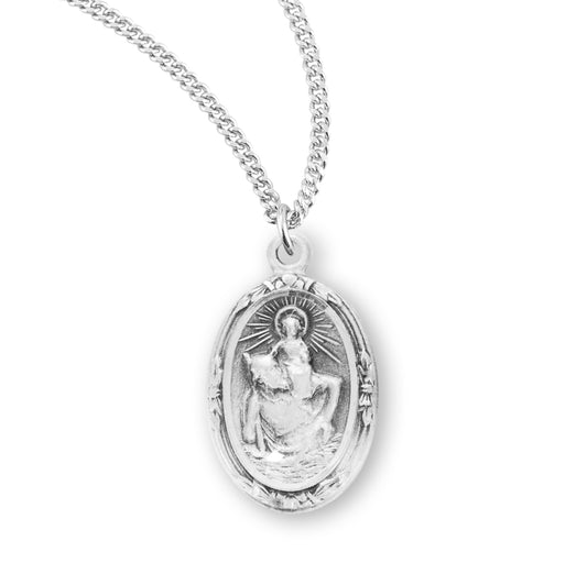 St. Christopher Sterling Silver Medal Necklace